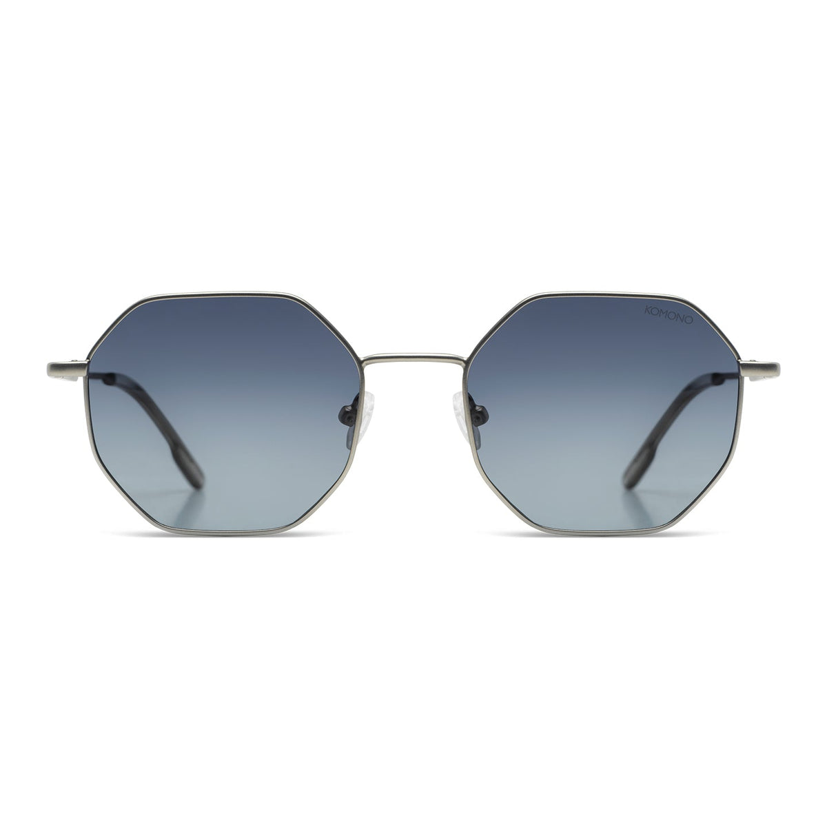 Komono Baker Sun – Argent – verres bleus dégradés polarisés – vue de face