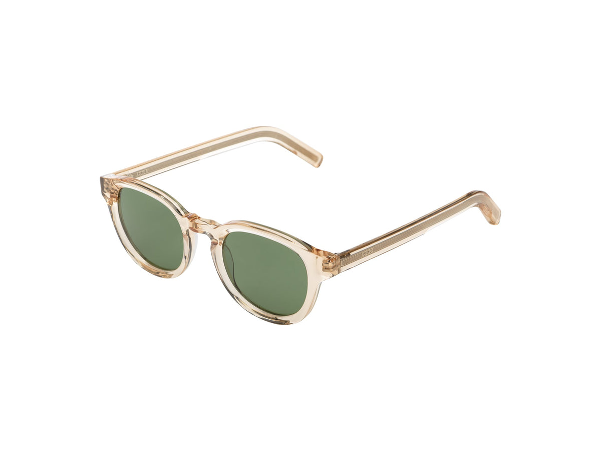 Komono Riley Sun – Beige transparent – verres verts polarisés – vue de profil