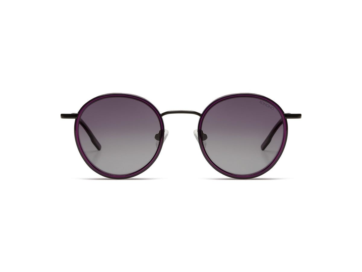 Komono Pete Sun – Violet / Noir mat – verres violets dégradés polarisés – vue de face