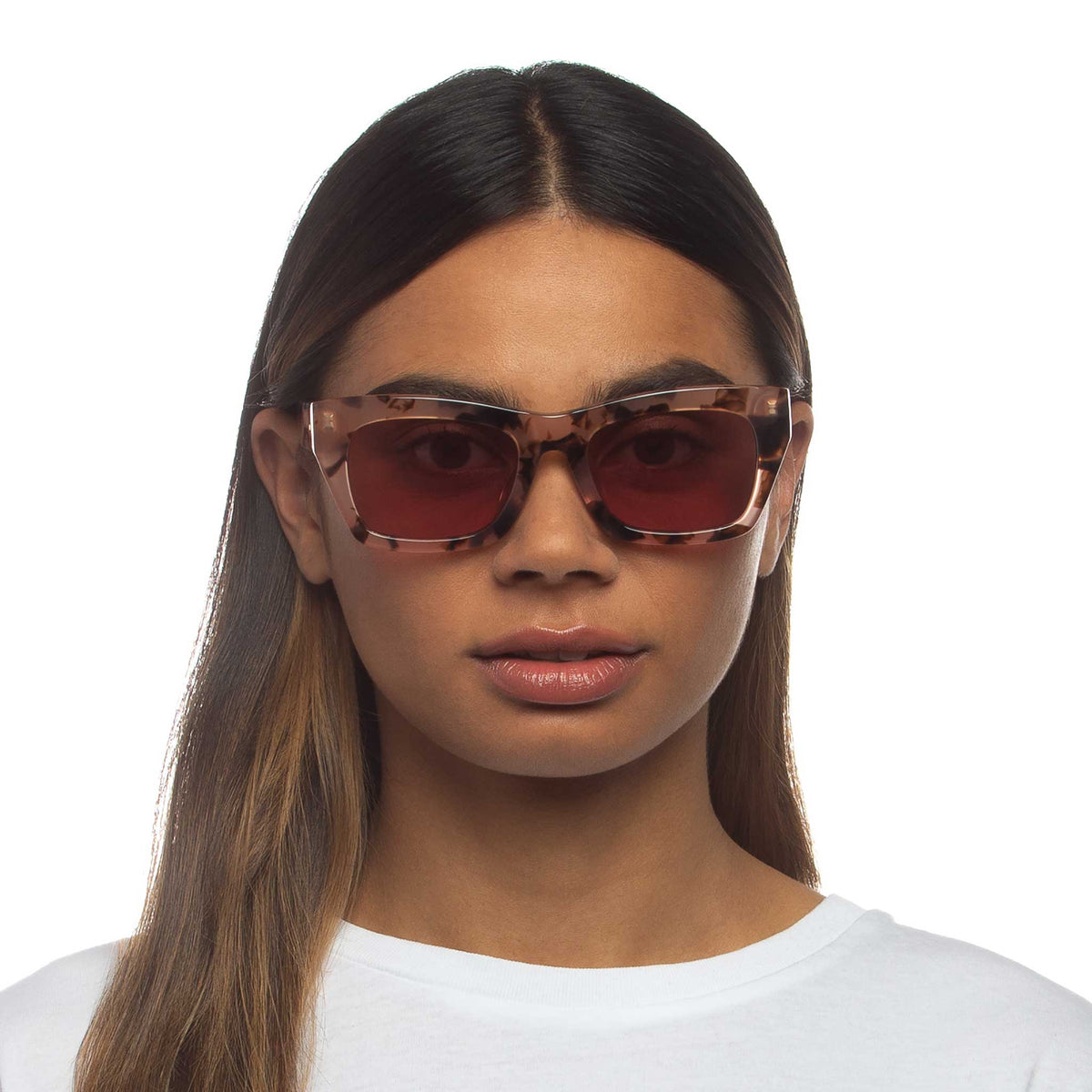 Le Specs Luxe Vega Alt Fit – Écaille – verres roses – portées