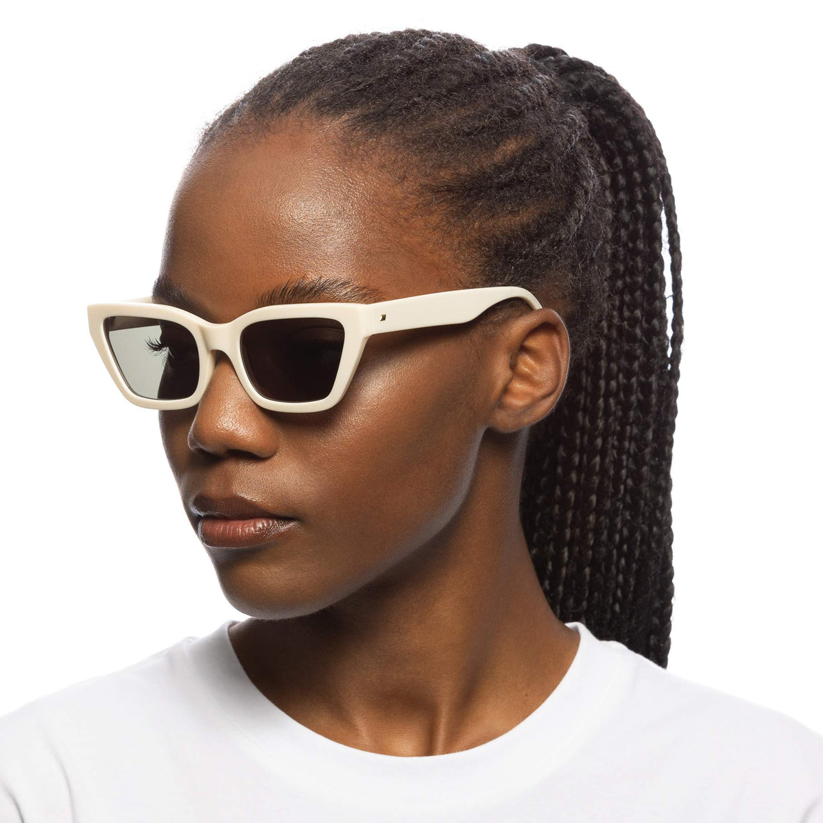 Le Specs Le Sustain Bio-Tron – Blanc – verres verts – portées