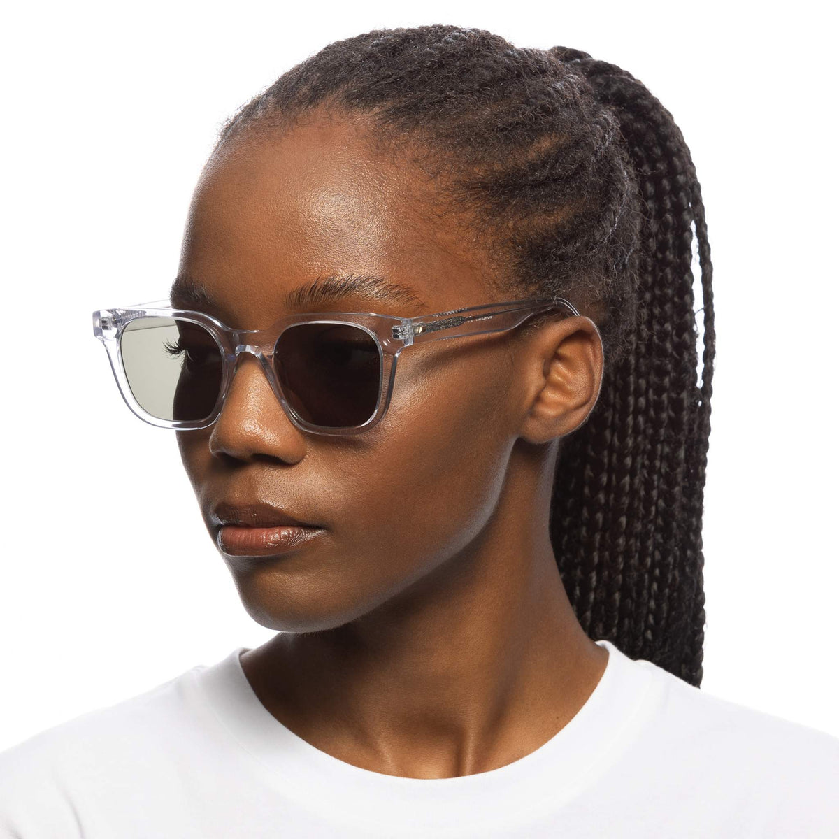 Le Specs Le Sustain Biopic 50 – Transparent – verres verts – portées
