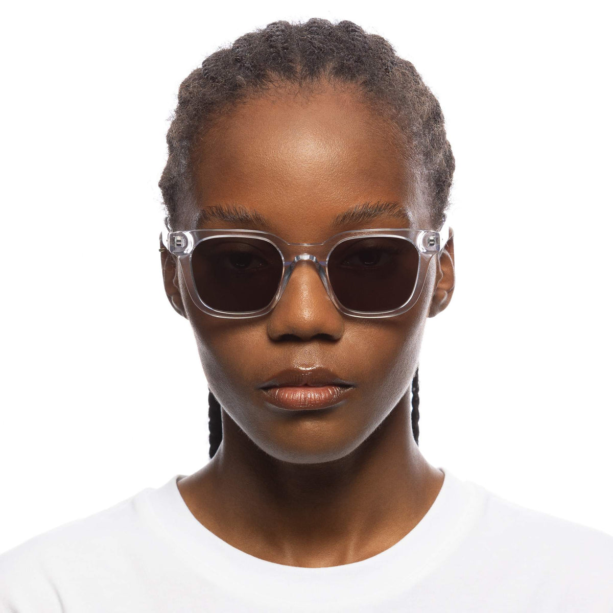 Le Specs Le Sustain Biopic 50 – Transparent – verres verts – portées