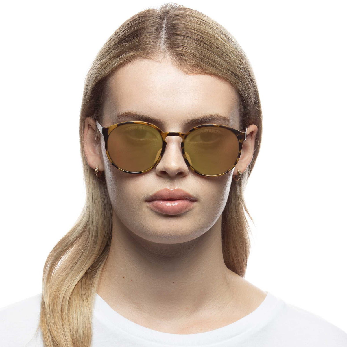 Le Specs, Le Tough Swizzle – Écaille – verres dorés miroir – portées