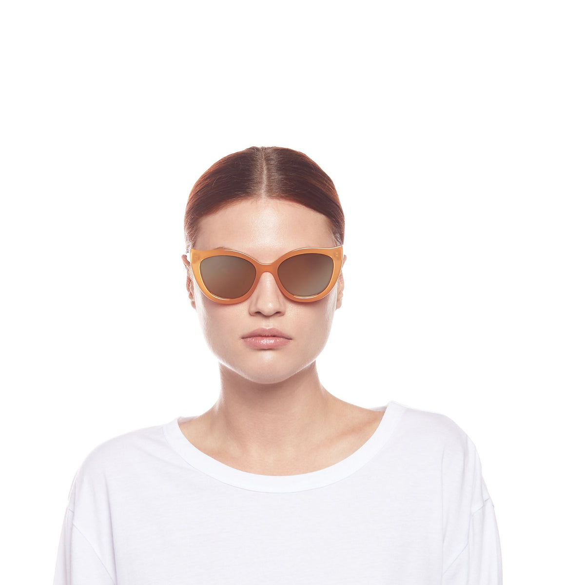 Le Specs Flossy – Orange – verres orange miroir – portées