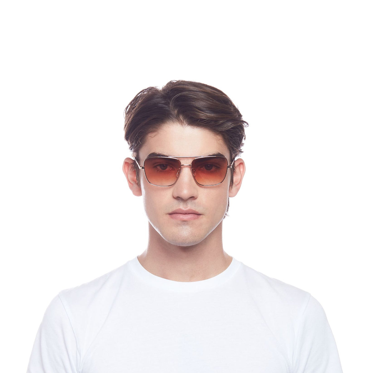 Le Specs Hercules – Or – verres orange miroir – portées