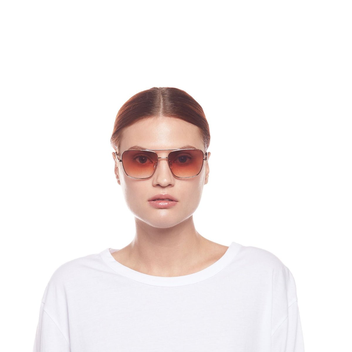 Le Specs Hercules – Or – verres orange miroir – portées