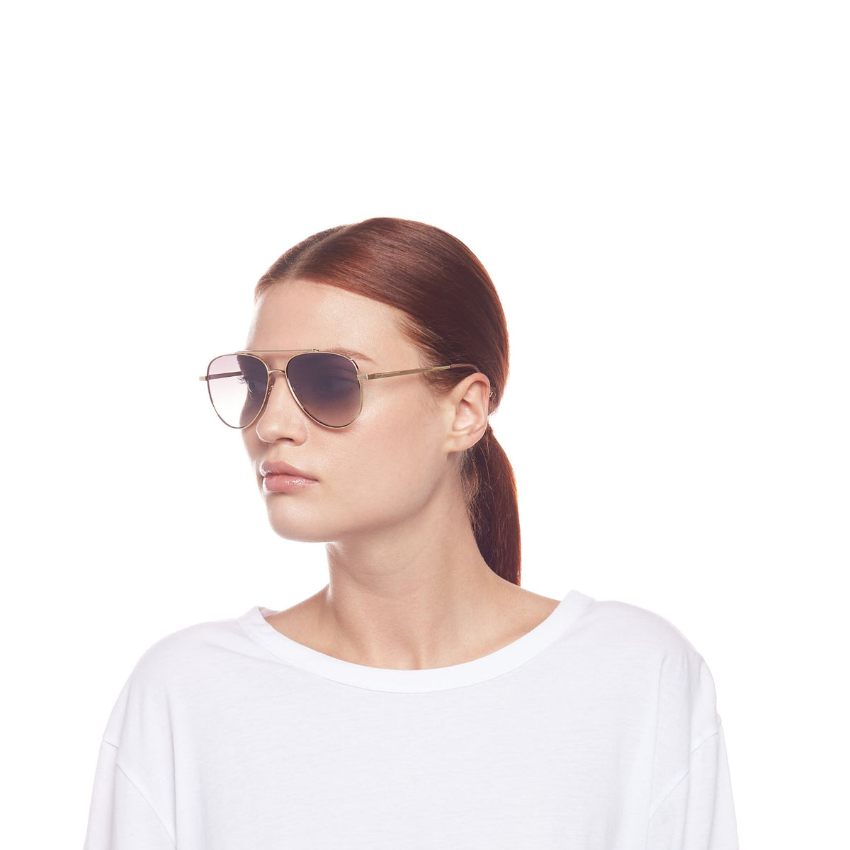 Le Specs Evermore – Or rose – verres marron miroir – portées