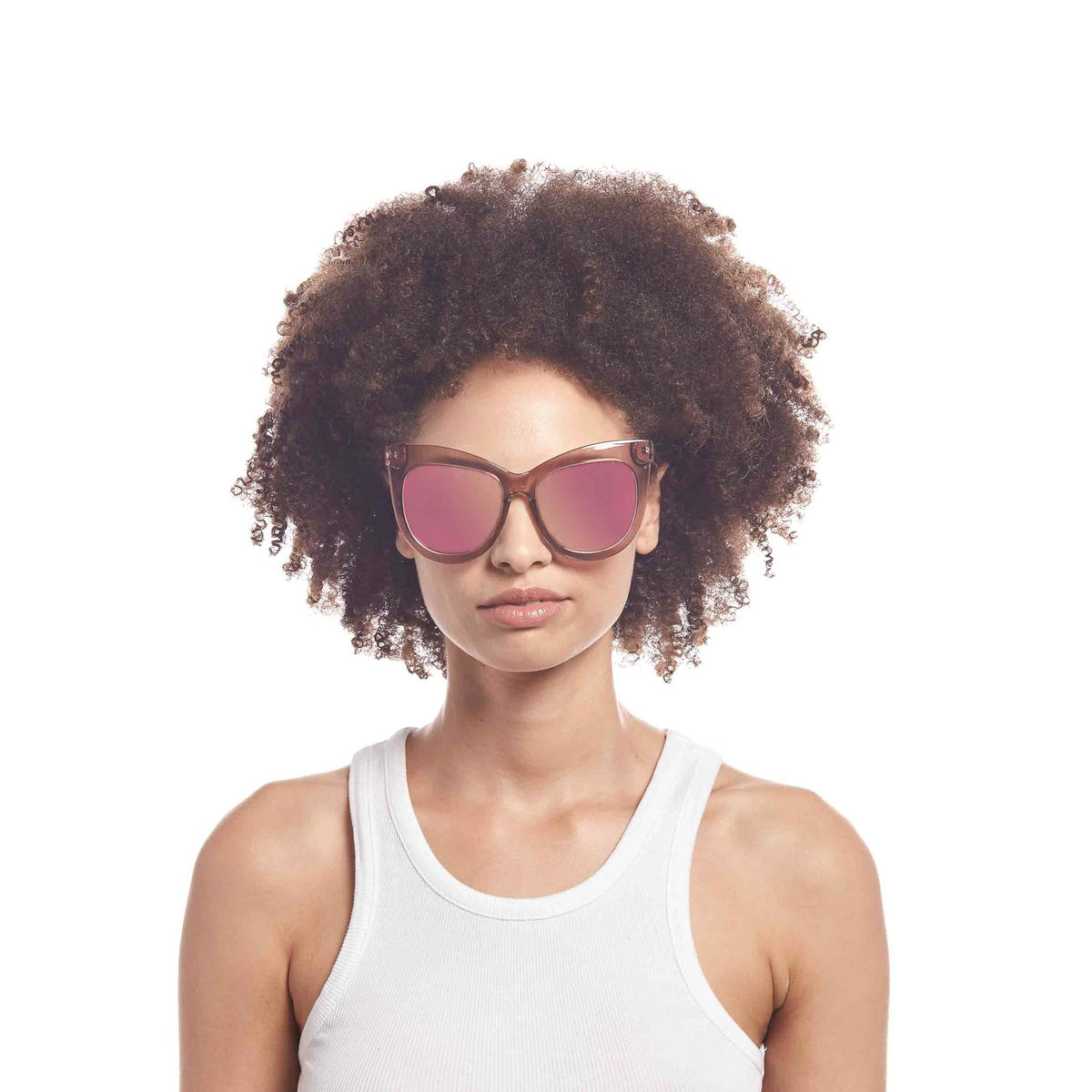 Le Specs Hidden Treasure – Transparent – verres roses miroir – portées