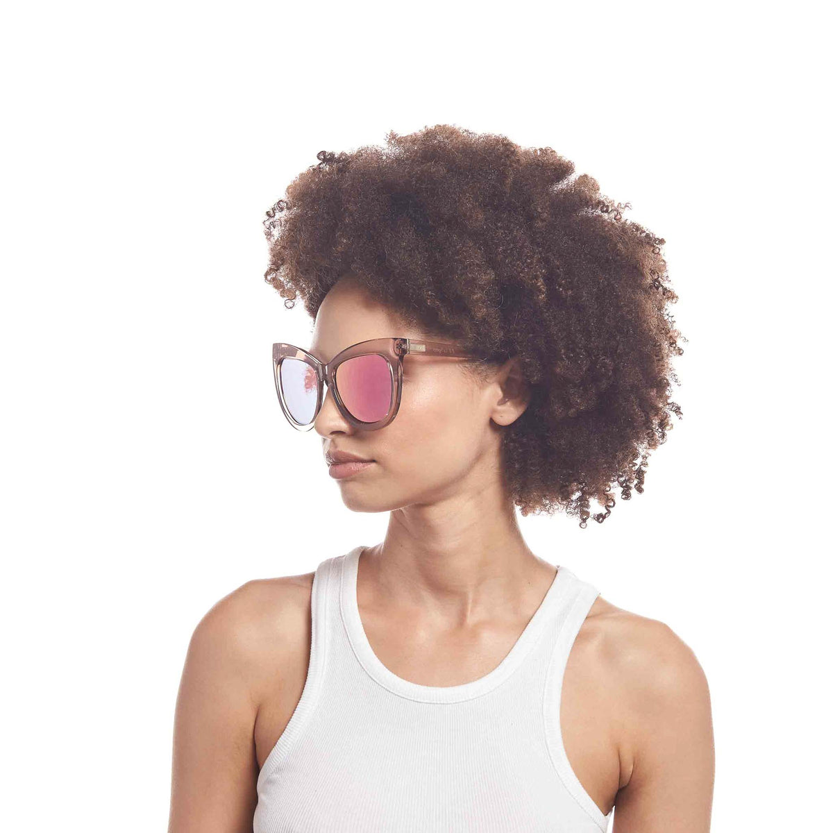 Le Specs Hidden Treasure – Transparent – verres roses miroir – portées