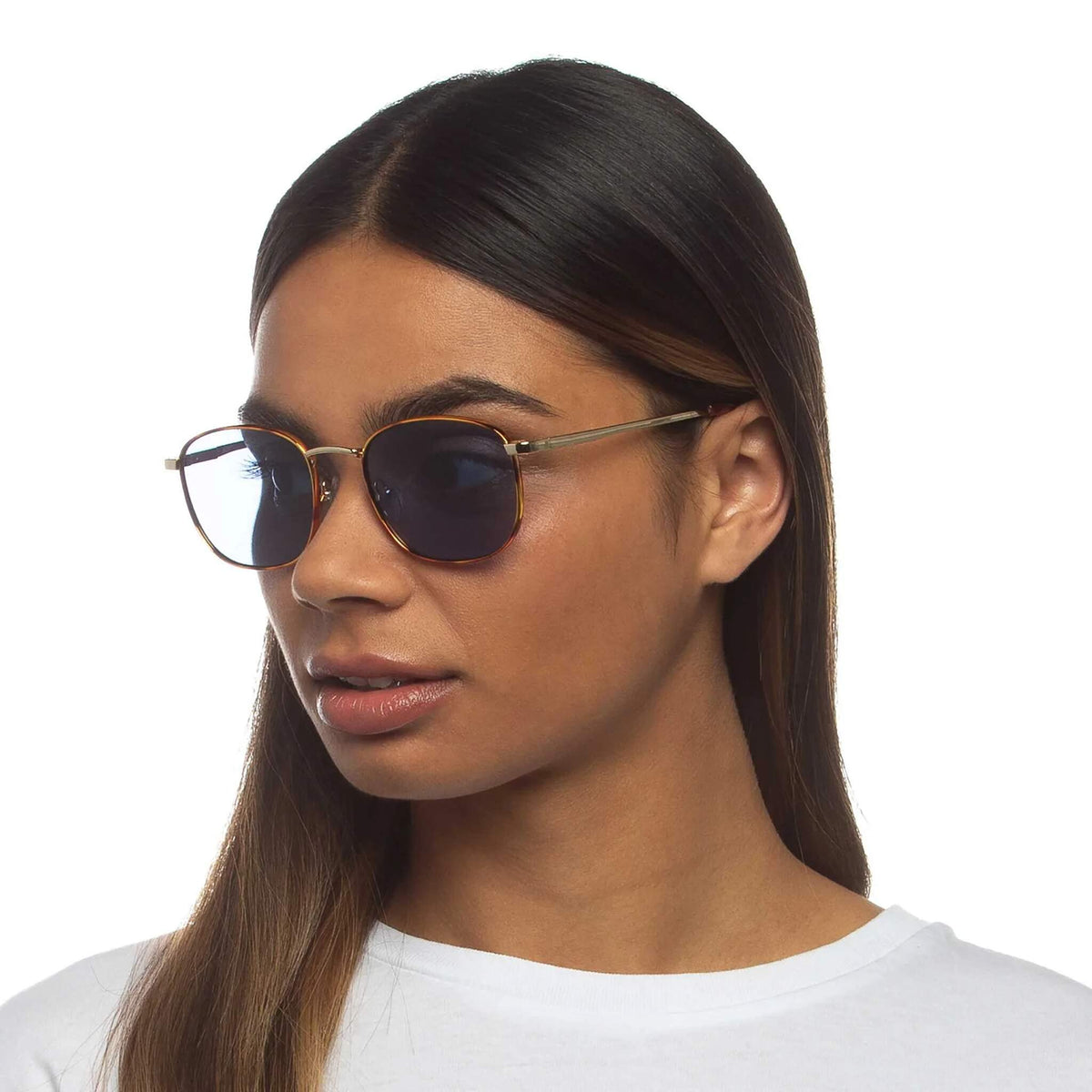 Le Specs Neptune Deux – Écaille – verres bleus – portées