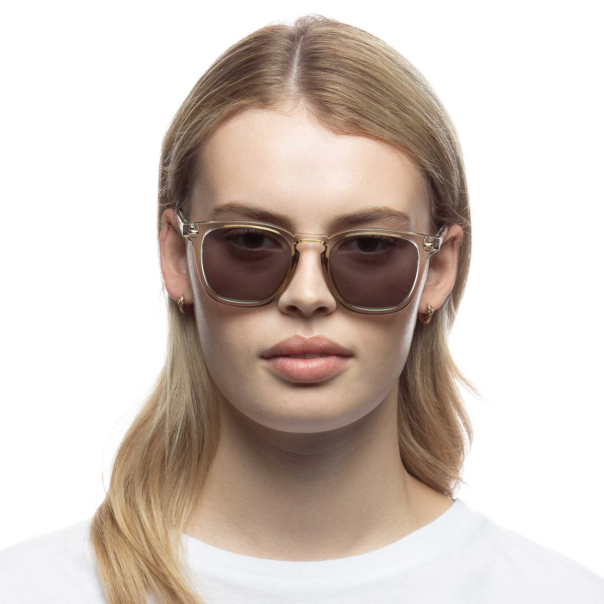 Le Specs No Biggie – Transparent vert – verres kaki miroir – portées