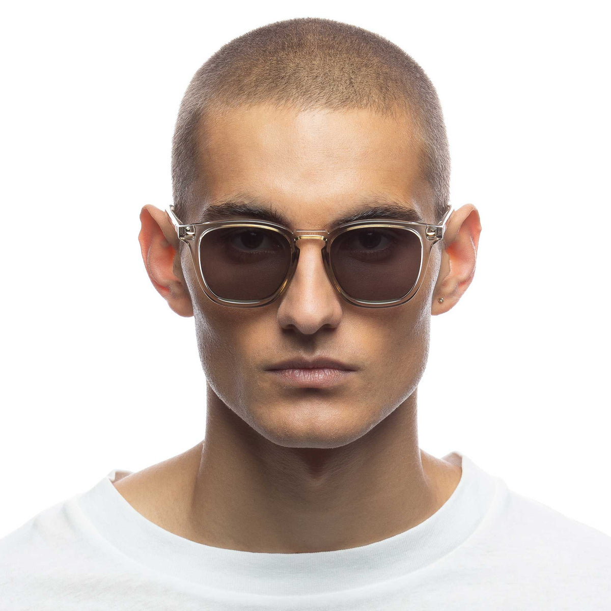 Le Specs No Biggie – Transparent vert – verres kaki miroir – portées