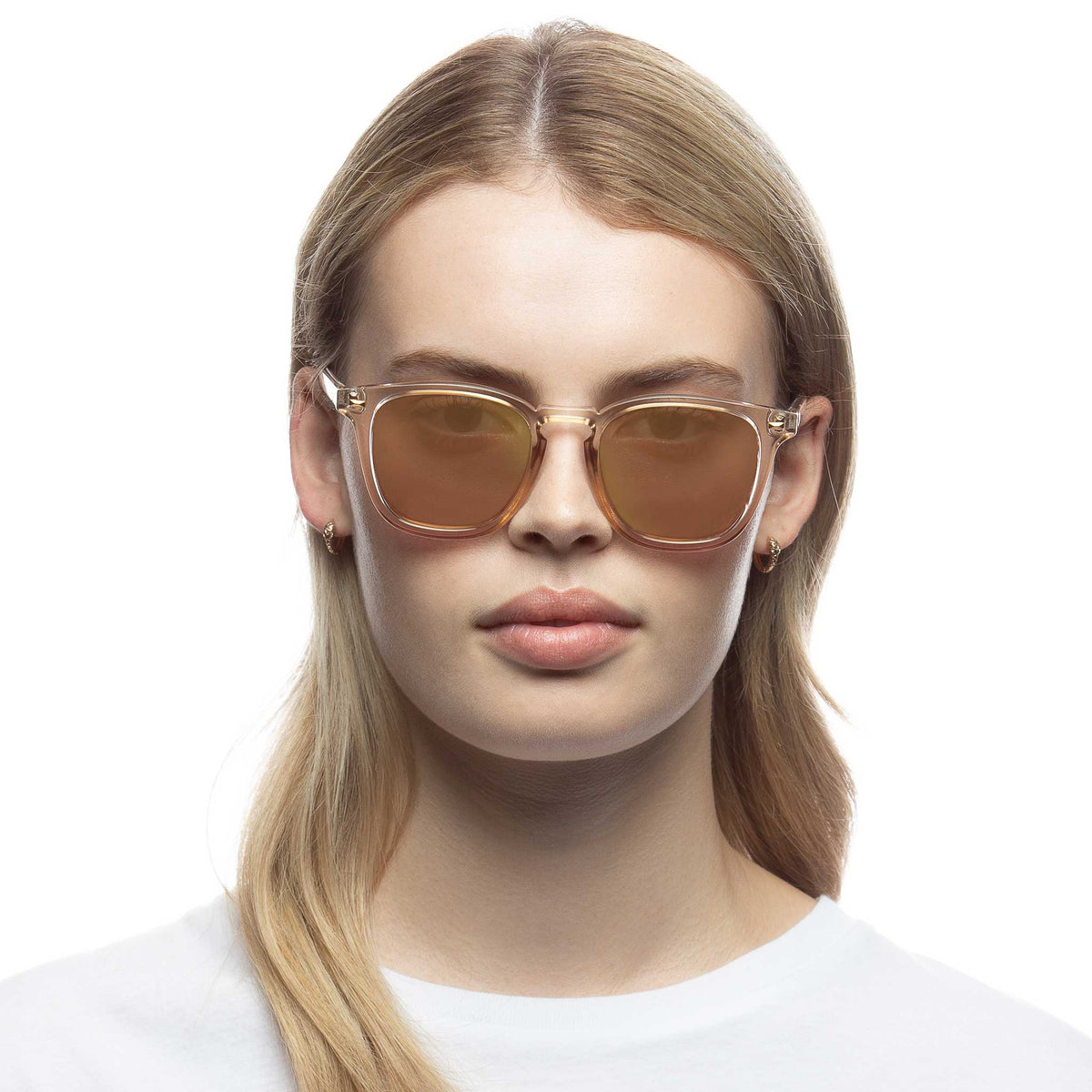 Le Specs No Biggie – Transparent – verres orange miroir – portées
