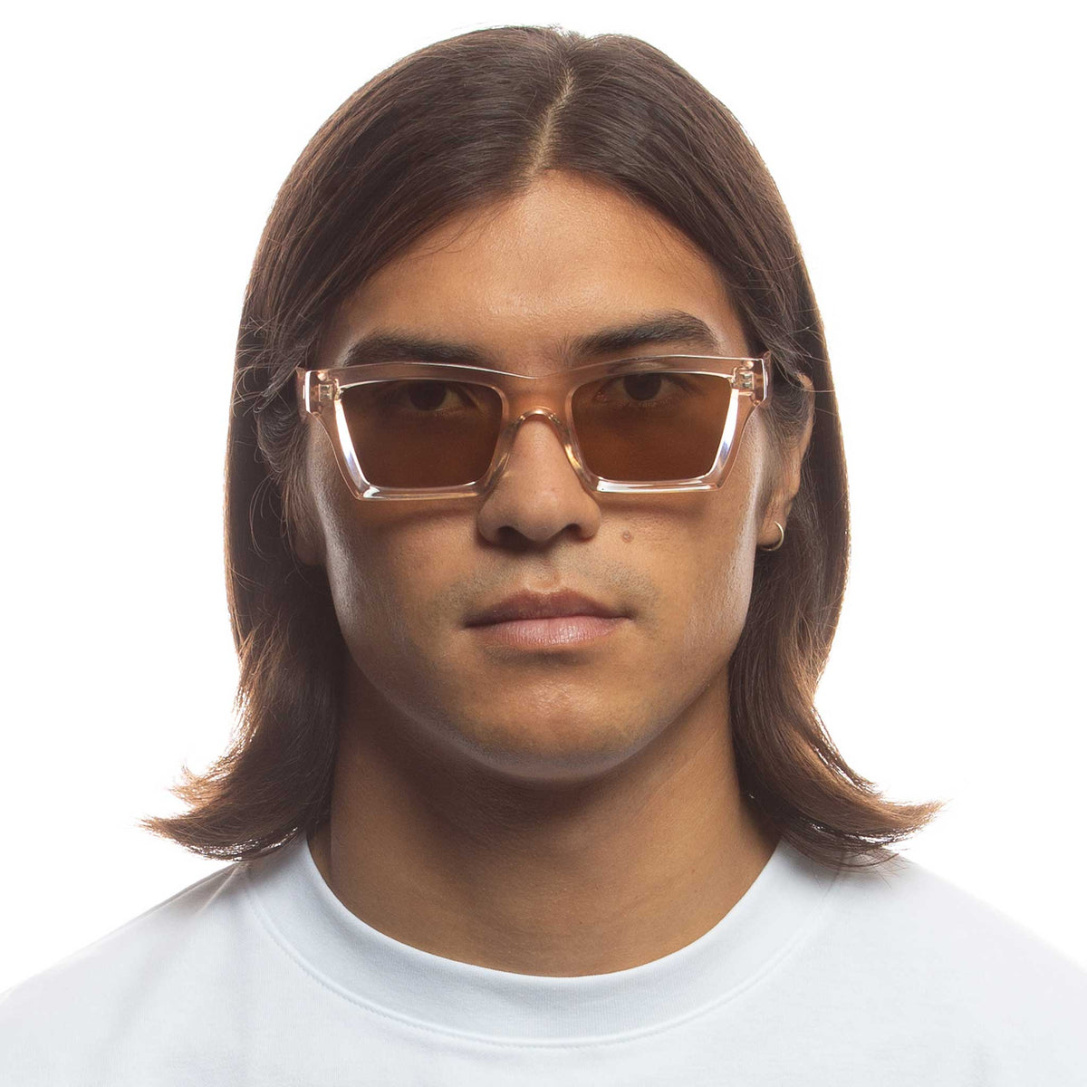 Le Specs Something – Transparent – verres beiges – portées