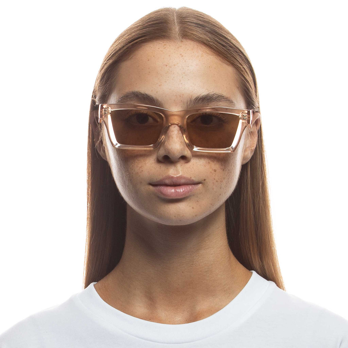 Le Specs Something – Transparent – verres beiges – portées