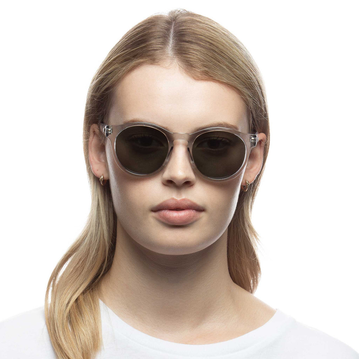 Le Specs Hey Macarena – Transparent – verres verts polarisés – portées