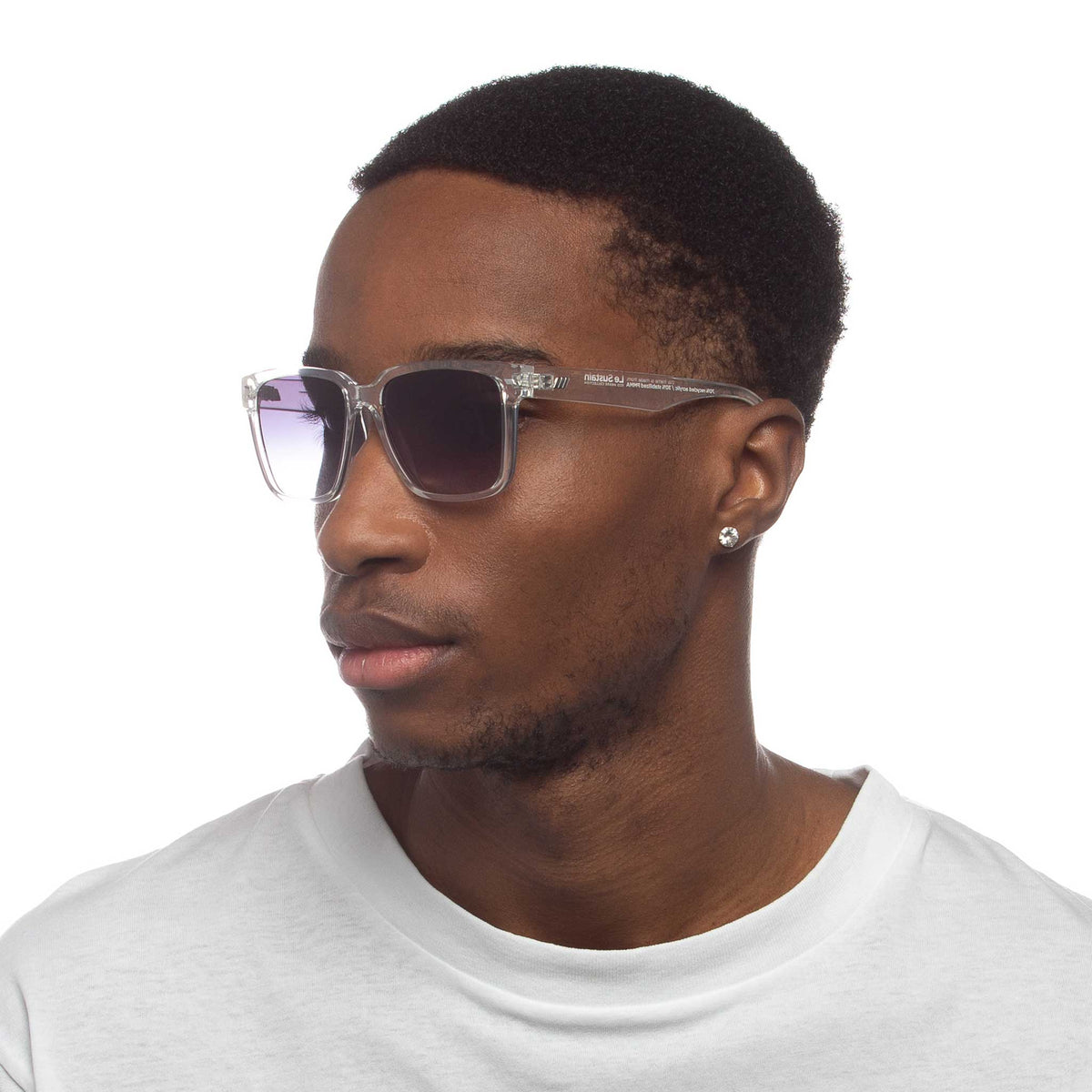 Le Specs Le Sustain Mr Bomplastic – Transparent – verres noirs – portées