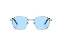 Komono Percy – Argent – verres bleu clair – vue de face