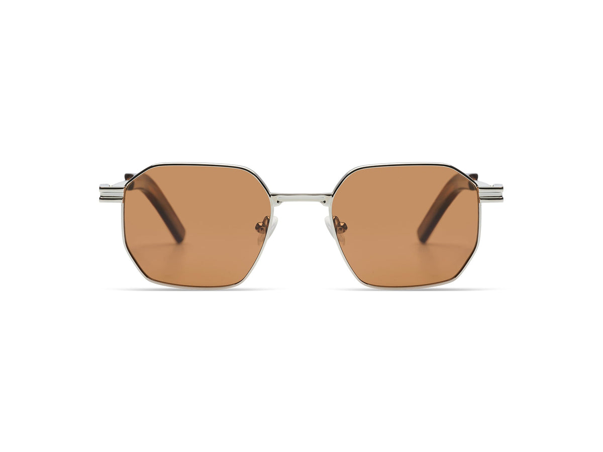 Komono Percy – Argent – verres marron polarisés – vue de face