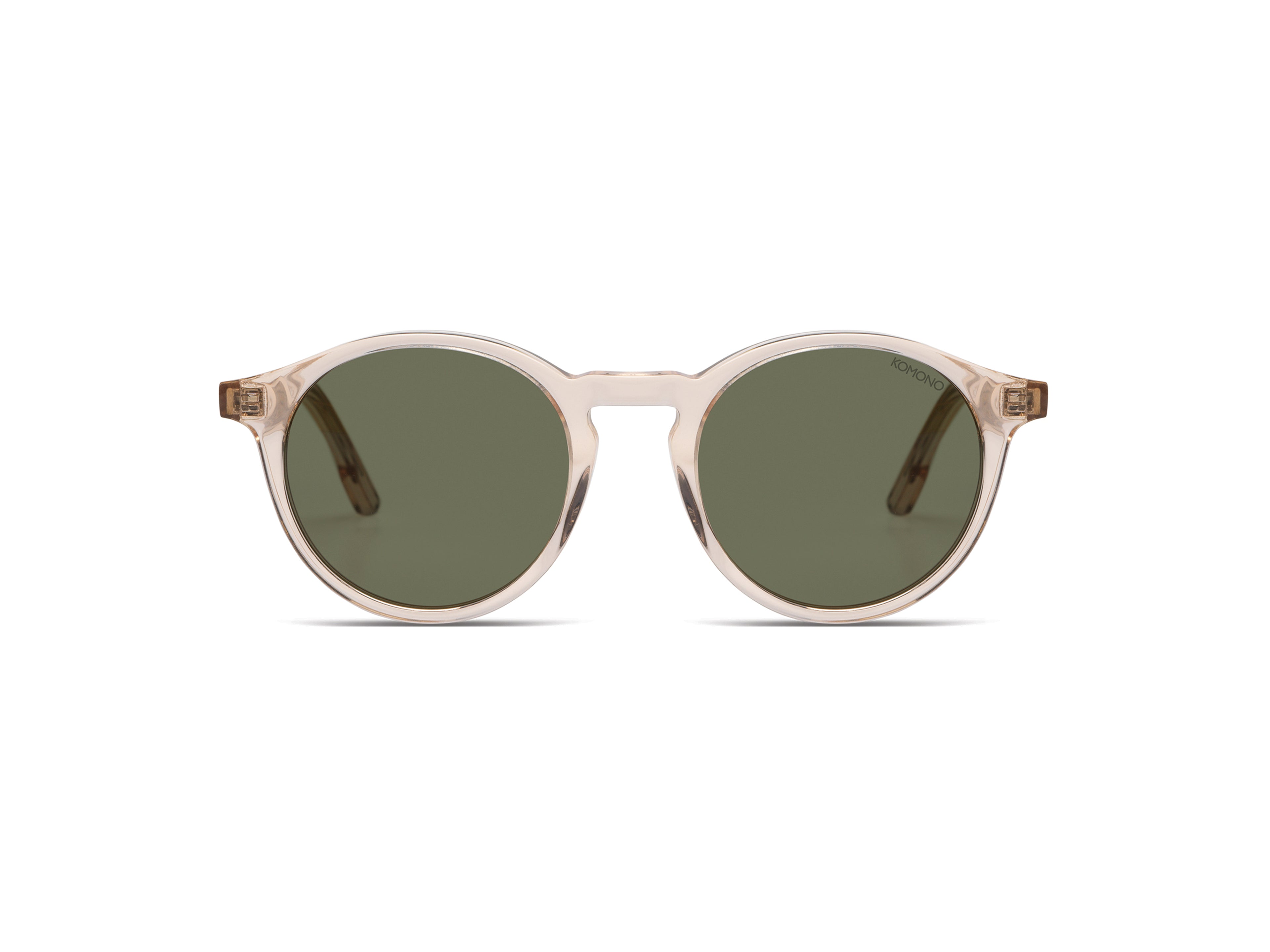 Komono Archie Sun – Beige transparent – verres verts – vue de face