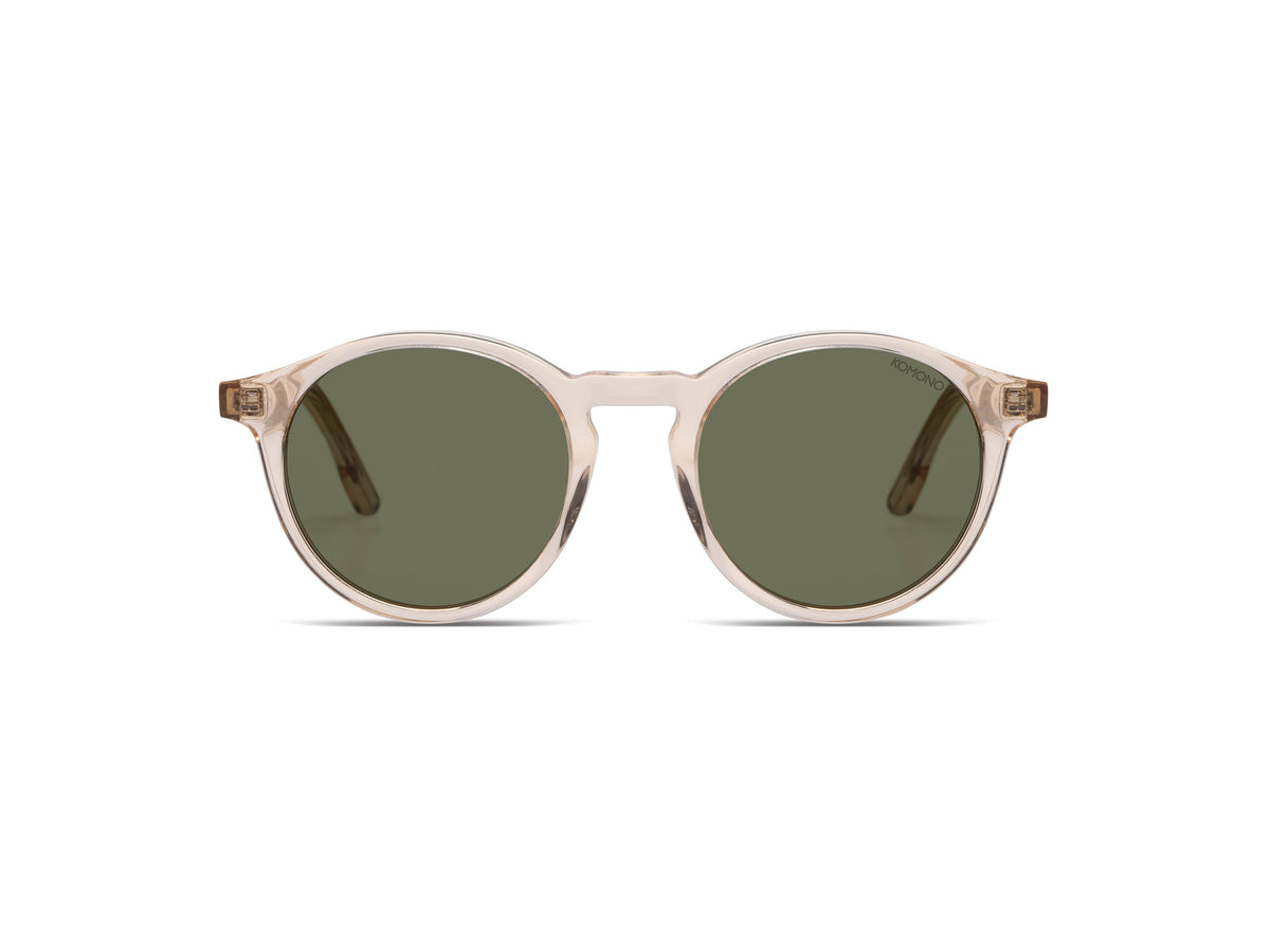 Komono Archie Sun – Beige transparent – verres verts – vue de face