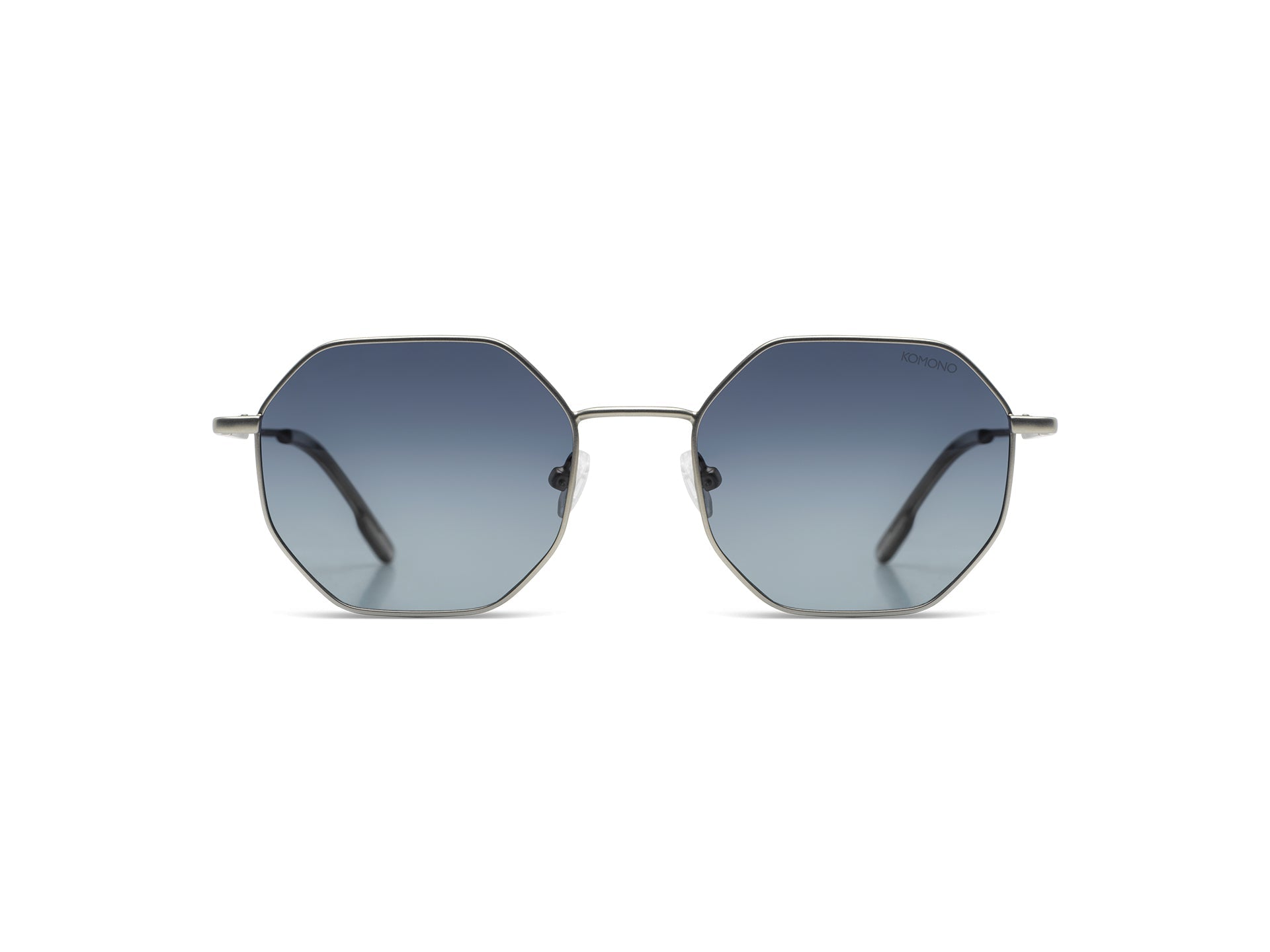 Komono Baker Sun – Argent – verres bleus dégradés polarisés – vue de face