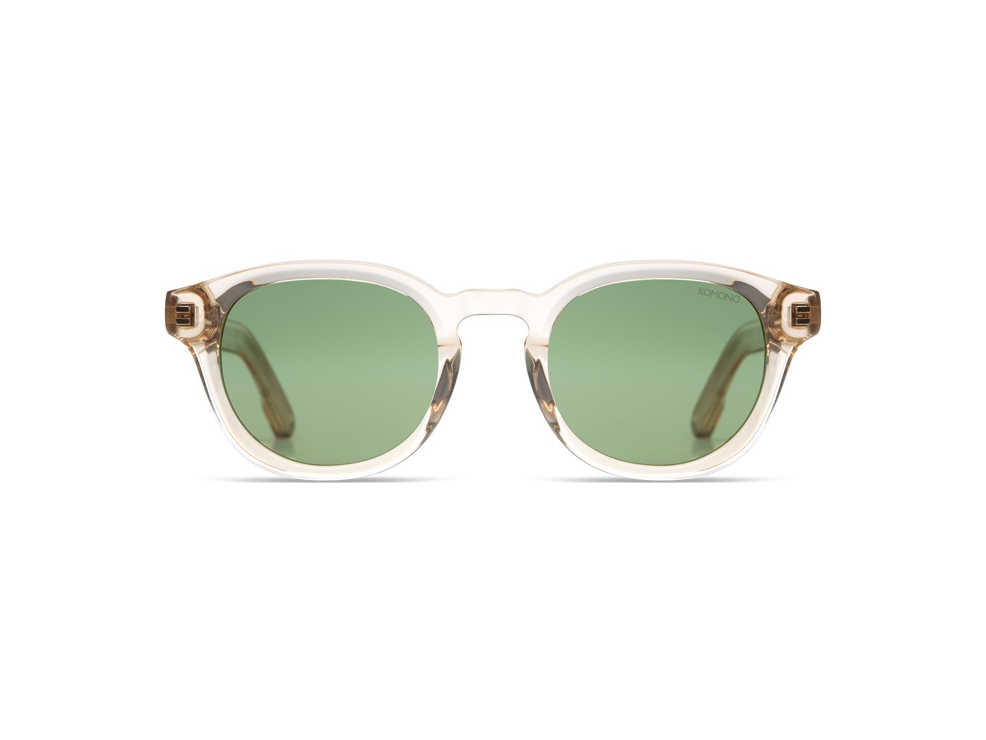 Komono Riley Sun – Beige transparent – verres verts polarisés – vue de face