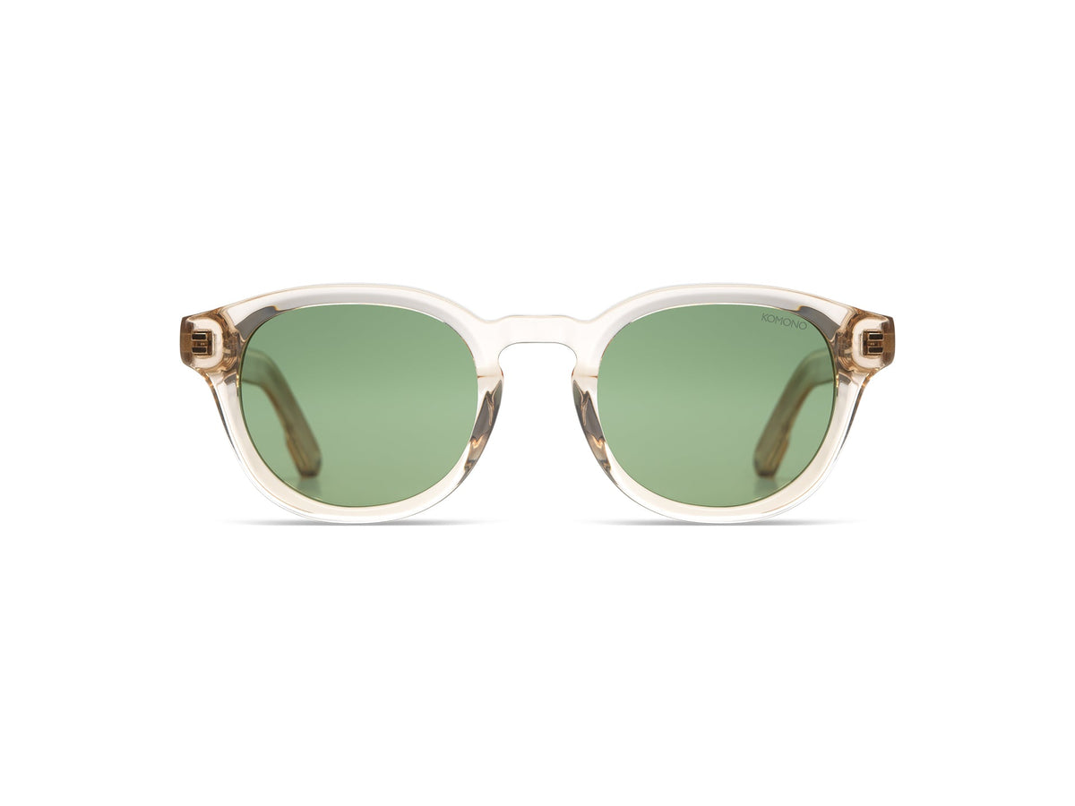 Komono Riley Sun – Beige transparent – verres verts polarisés – vue de face