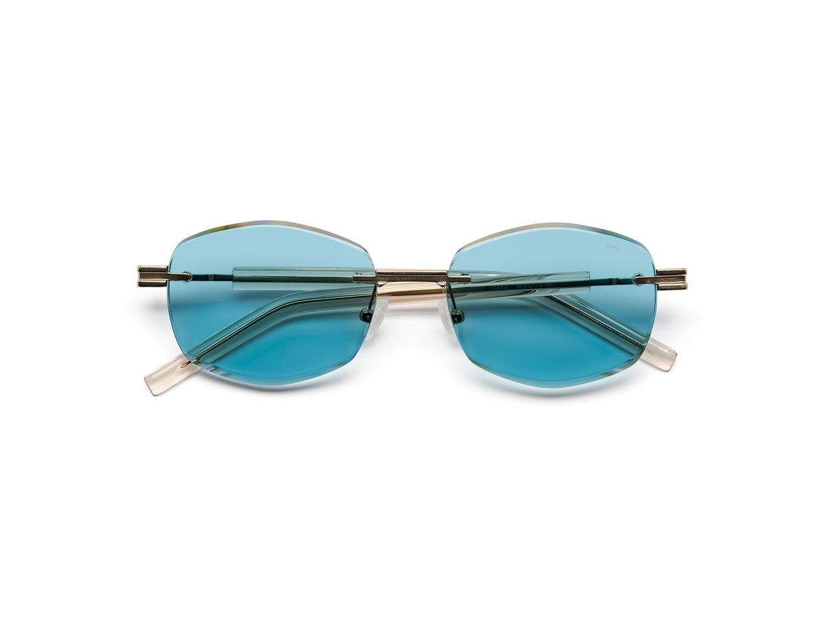 Komono Micah – Or – verres bleu turquoise – vue de dessus