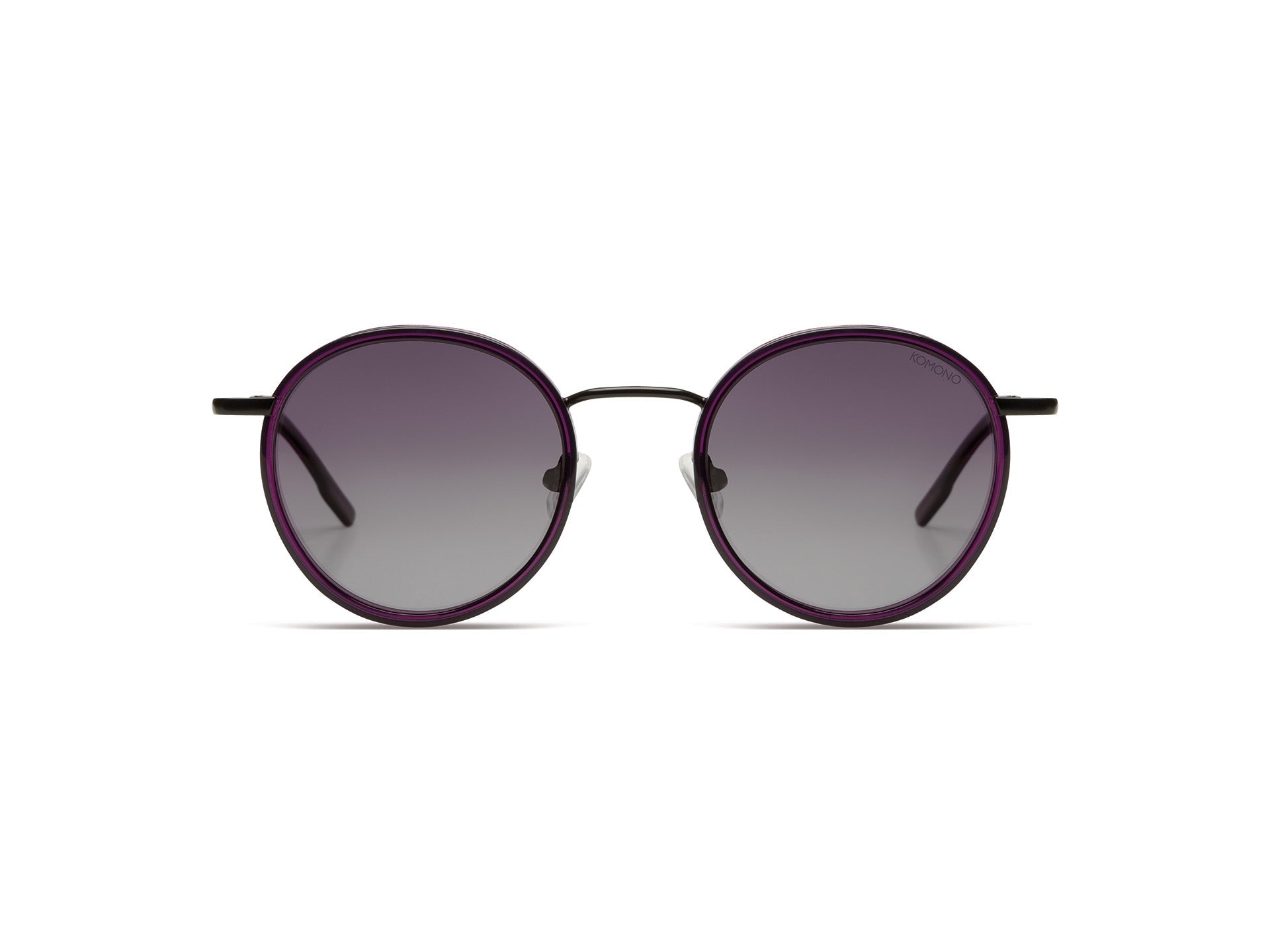 Komono Pete Sun – Violet / Noir mat – verres violets dégradés polarisés – vue de face